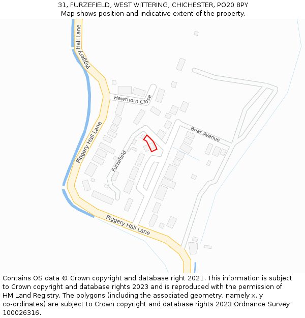 31, FURZEFIELD, WEST WITTERING, CHICHESTER, PO20 8PY: Location map and indicative extent of plot