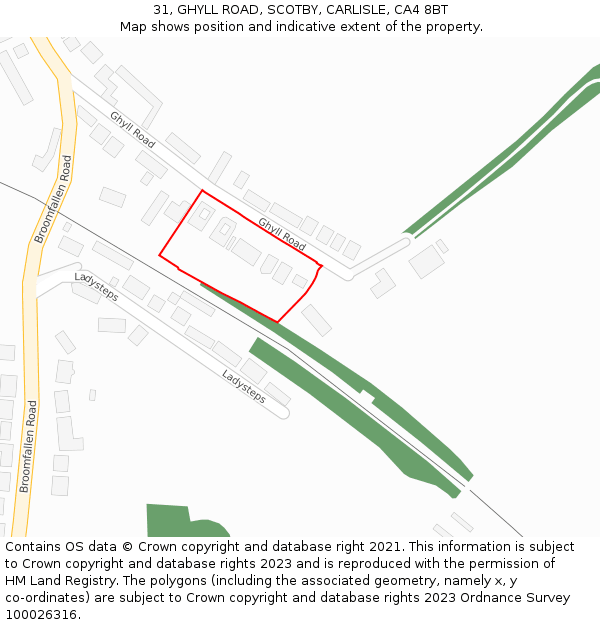 31, GHYLL ROAD, SCOTBY, CARLISLE, CA4 8BT: Location map and indicative extent of plot