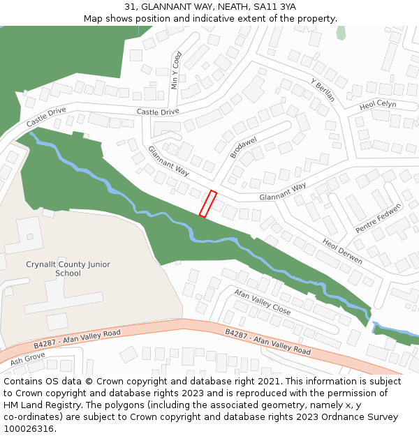 31, GLANNANT WAY, NEATH, SA11 3YA: Location map and indicative extent of plot