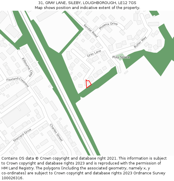 31, GRAY LANE, SILEBY, LOUGHBOROUGH, LE12 7GS: Location map and indicative extent of plot