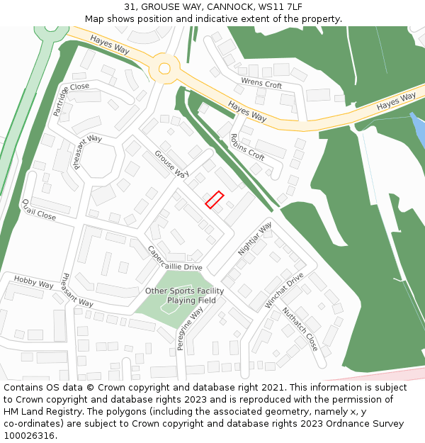 31, GROUSE WAY, CANNOCK, WS11 7LF: Location map and indicative extent of plot