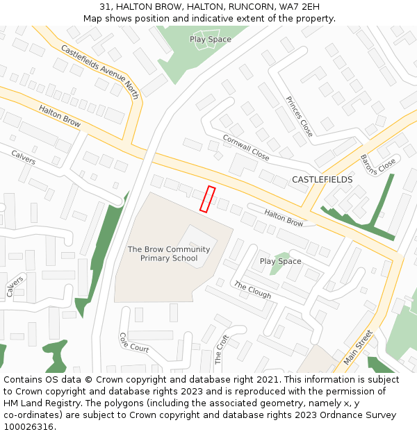 31, HALTON BROW, HALTON, RUNCORN, WA7 2EH: Location map and indicative extent of plot