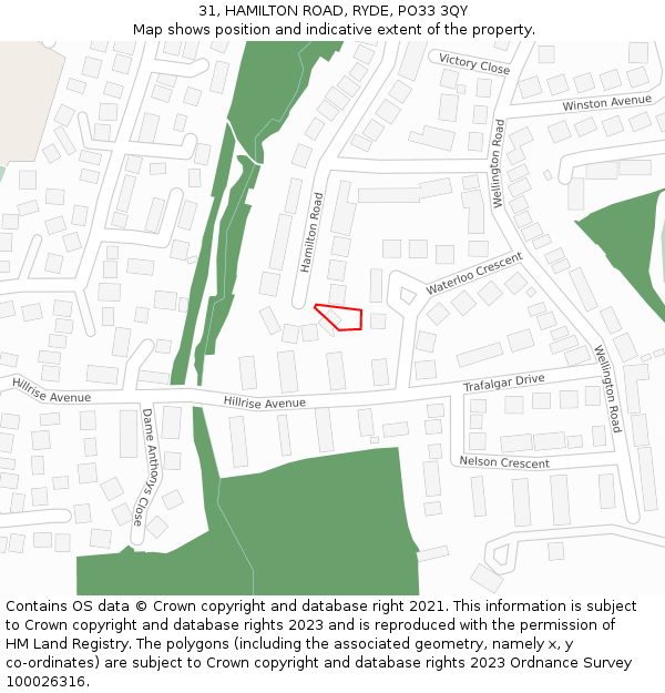 31, HAMILTON ROAD, RYDE, PO33 3QY: Location map and indicative extent of plot