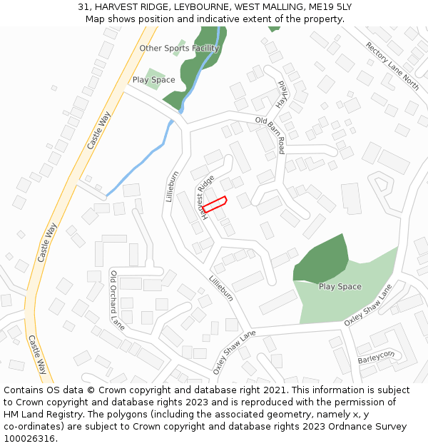 31, HARVEST RIDGE, LEYBOURNE, WEST MALLING, ME19 5LY: Location map and indicative extent of plot