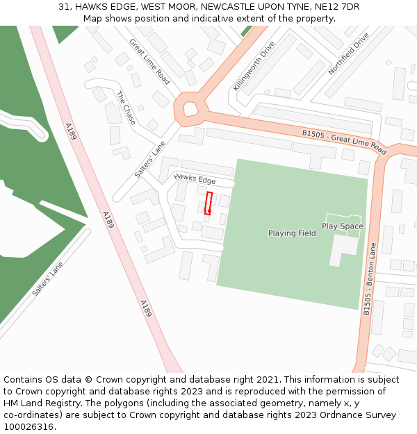 31, HAWKS EDGE, WEST MOOR, NEWCASTLE UPON TYNE, NE12 7DR: Location map and indicative extent of plot