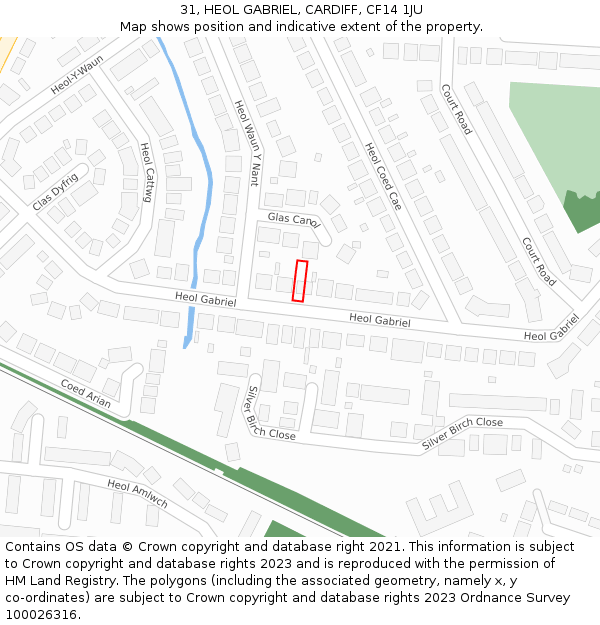 31, HEOL GABRIEL, CARDIFF, CF14 1JU: Location map and indicative extent of plot