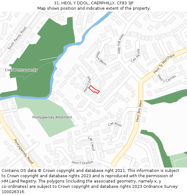 31, HEOL Y DDOL, CAERPHILLY, CF83 3JF: Location map and indicative extent of plot