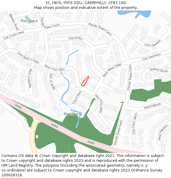 31, HEOL YNYS DDU, CAERPHILLY, CF83 1SD: Location map and indicative extent of plot