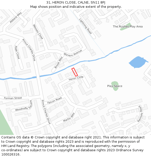 31, HERON CLOSE, CALNE, SN11 8PJ: Location map and indicative extent of plot