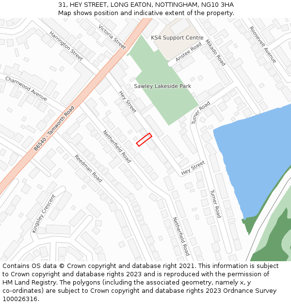 31, HEY STREET, LONG EATON, NOTTINGHAM, NG10 3HA: Location map and indicative extent of plot