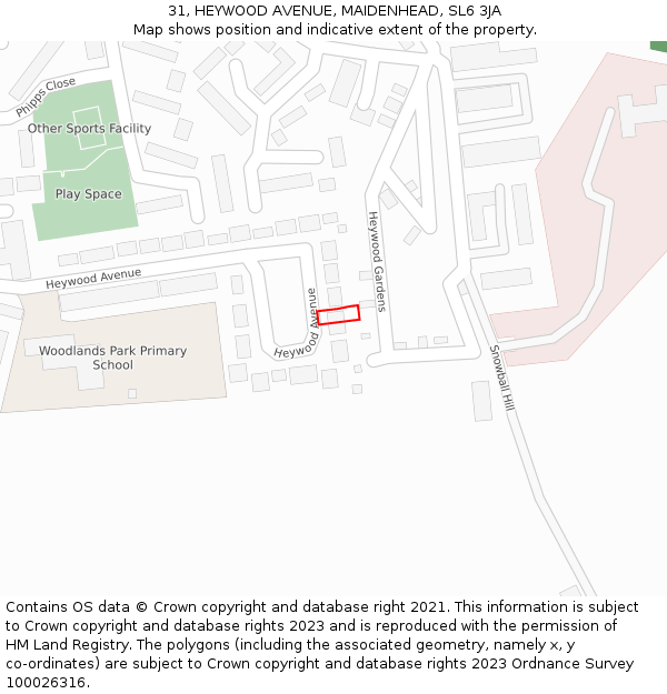 31, HEYWOOD AVENUE, MAIDENHEAD, SL6 3JA: Location map and indicative extent of plot