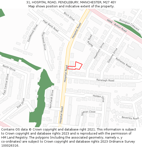 31, HOSPITAL ROAD, PENDLEBURY, MANCHESTER, M27 4EY: Location map and indicative extent of plot