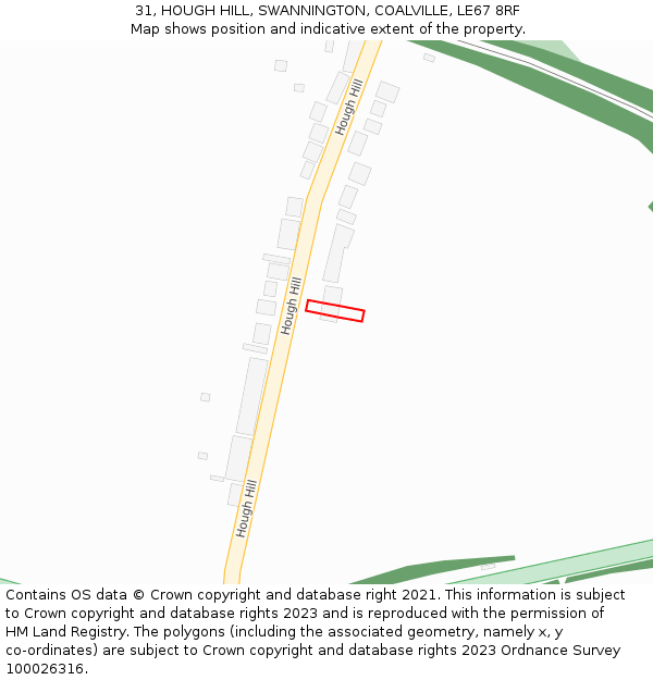 31, HOUGH HILL, SWANNINGTON, COALVILLE, LE67 8RF: Location map and indicative extent of plot