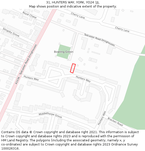 31, HUNTERS WAY, YORK, YO24 1JL: Location map and indicative extent of plot