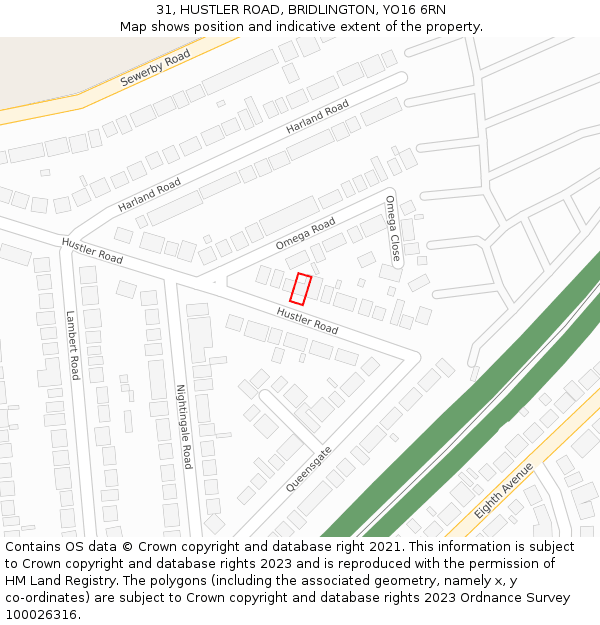 31, HUSTLER ROAD, BRIDLINGTON, YO16 6RN: Location map and indicative extent of plot