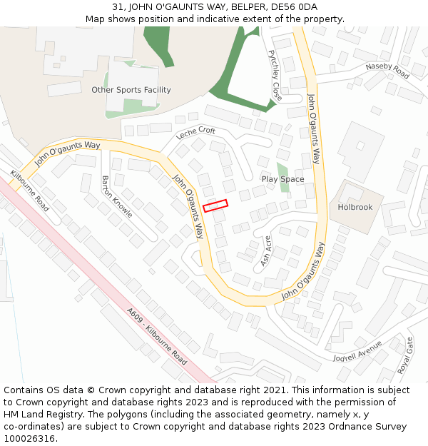 31, JOHN O'GAUNTS WAY, BELPER, DE56 0DA: Location map and indicative extent of plot