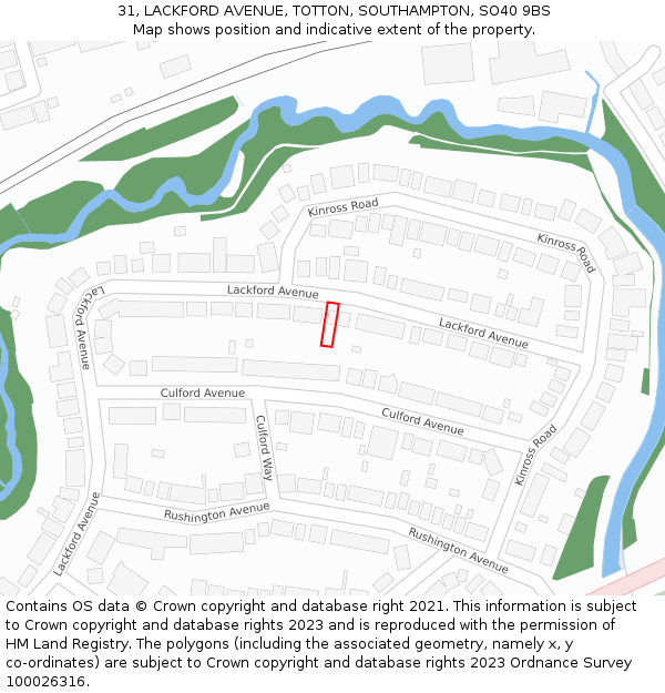 31, LACKFORD AVENUE, TOTTON, SOUTHAMPTON, SO40 9BS: Location map and indicative extent of plot