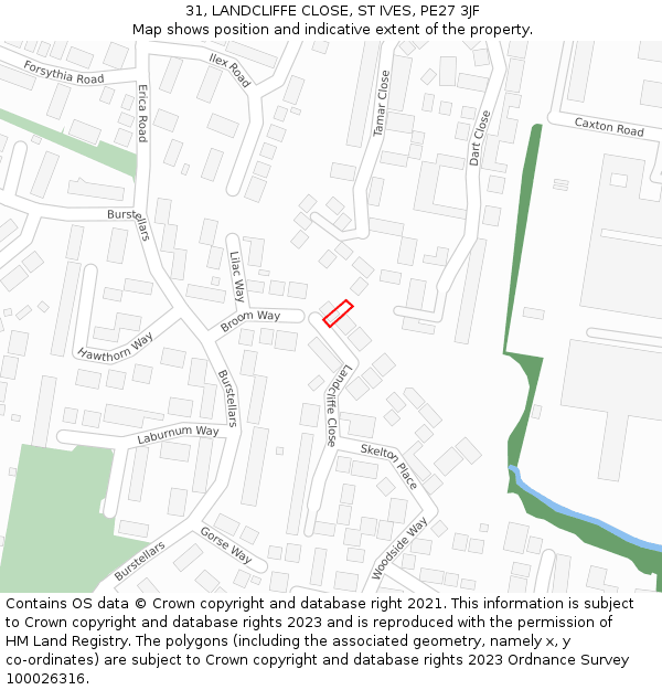 31, LANDCLIFFE CLOSE, ST IVES, PE27 3JF: Location map and indicative extent of plot