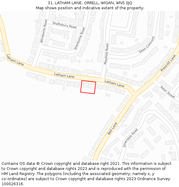 31, LATHAM LANE, ORRELL, WIGAN, WN5 0JQ: Location map and indicative extent of plot