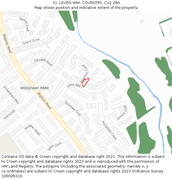 31, LEVEN WAY, COVENTRY, CV2 2RA: Location map and indicative extent of plot