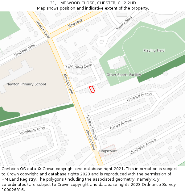 31, LIME WOOD CLOSE, CHESTER, CH2 2HD: Location map and indicative extent of plot