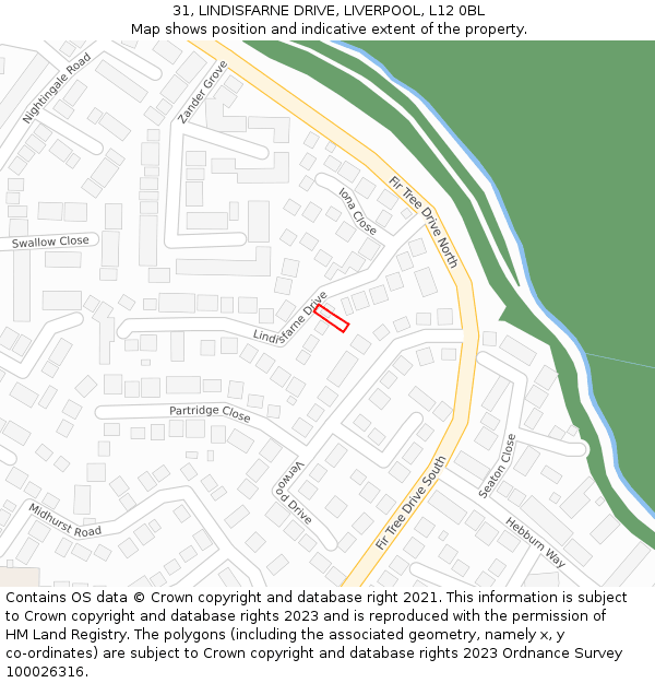 31, LINDISFARNE DRIVE, LIVERPOOL, L12 0BL: Location map and indicative extent of plot