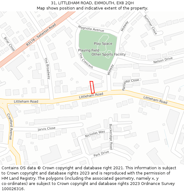 31, LITTLEHAM ROAD, EXMOUTH, EX8 2QH: Location map and indicative extent of plot