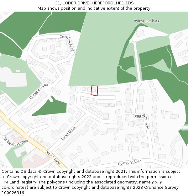 31, LODER DRIVE, HEREFORD, HR1 1DS: Location map and indicative extent of plot