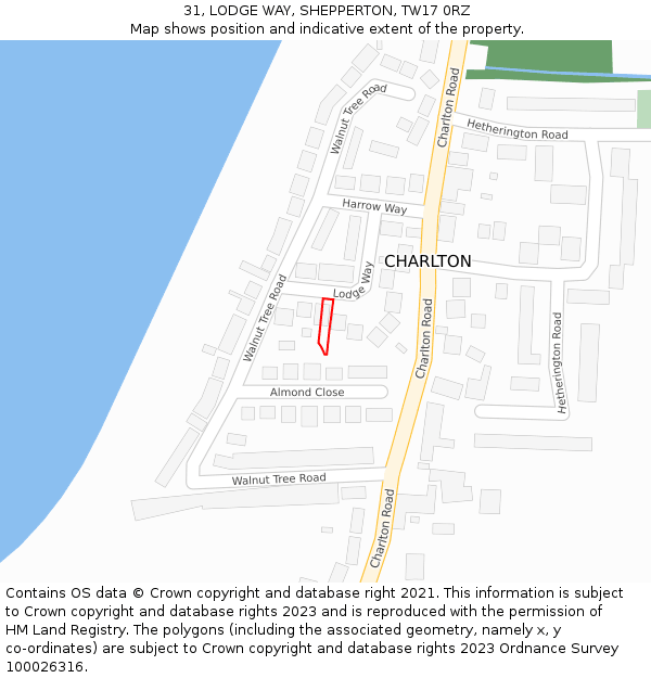 31, LODGE WAY, SHEPPERTON, TW17 0RZ: Location map and indicative extent of plot