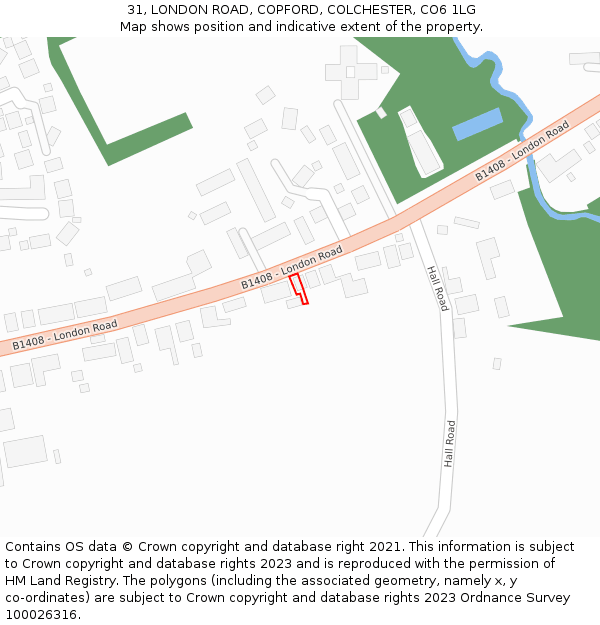 31, LONDON ROAD, COPFORD, COLCHESTER, CO6 1LG: Location map and indicative extent of plot