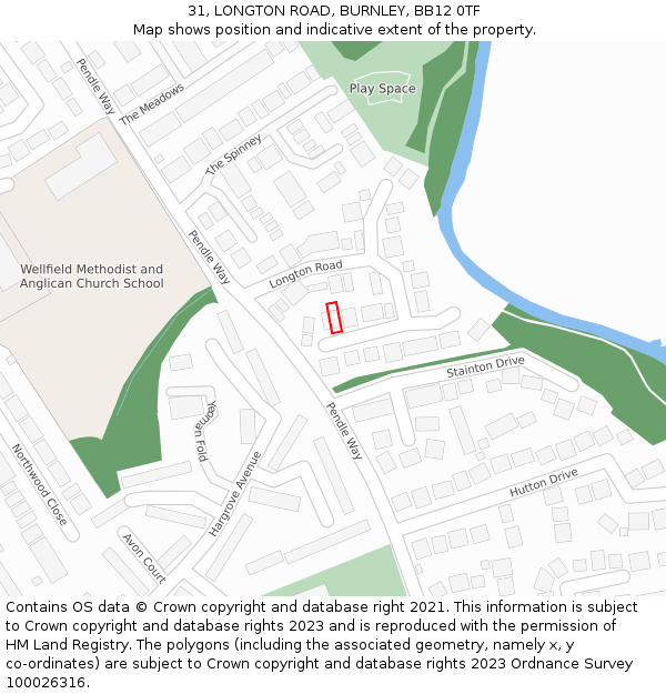 31, LONGTON ROAD, BURNLEY, BB12 0TF: Location map and indicative extent of plot