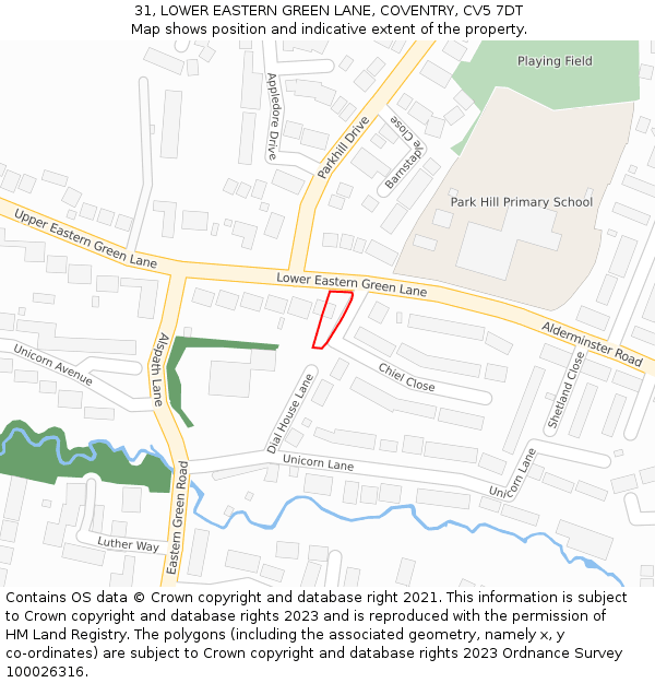 31, LOWER EASTERN GREEN LANE, COVENTRY, CV5 7DT: Location map and indicative extent of plot