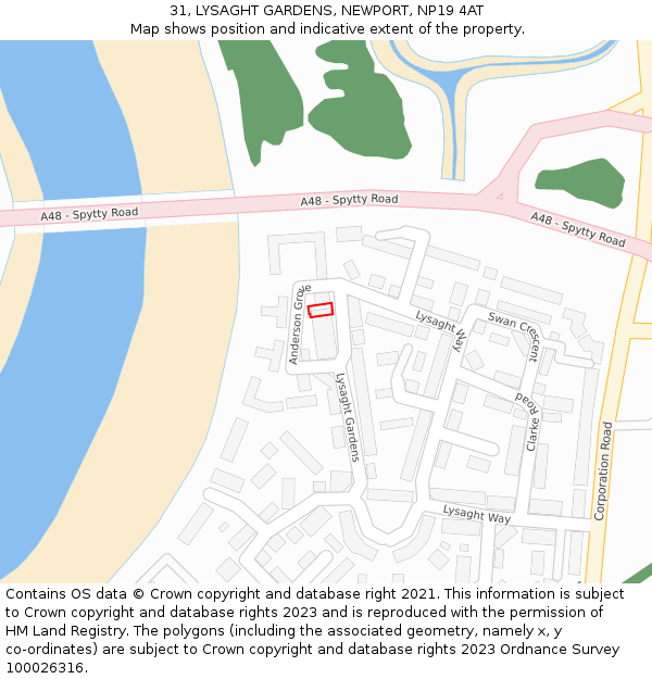 31, LYSAGHT GARDENS, NEWPORT, NP19 4AT: Location map and indicative extent of plot