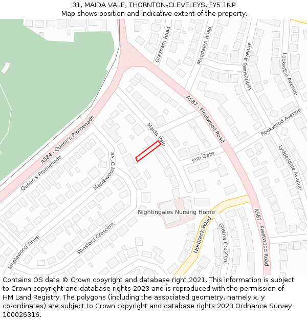 31, MAIDA VALE, THORNTON-CLEVELEYS, FY5 1NP: Location map and indicative extent of plot