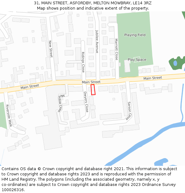 31, MAIN STREET, ASFORDBY, MELTON MOWBRAY, LE14 3RZ: Location map and indicative extent of plot