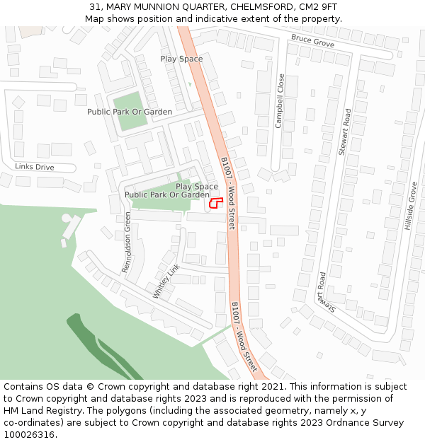 31, MARY MUNNION QUARTER, CHELMSFORD, CM2 9FT: Location map and indicative extent of plot