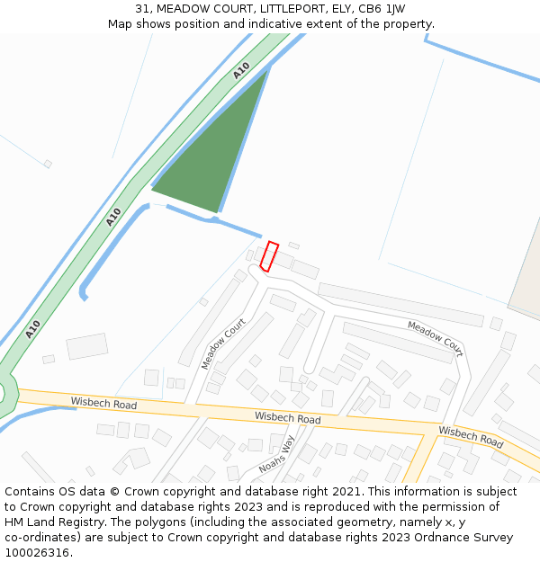 31, MEADOW COURT, LITTLEPORT, ELY, CB6 1JW: Location map and indicative extent of plot