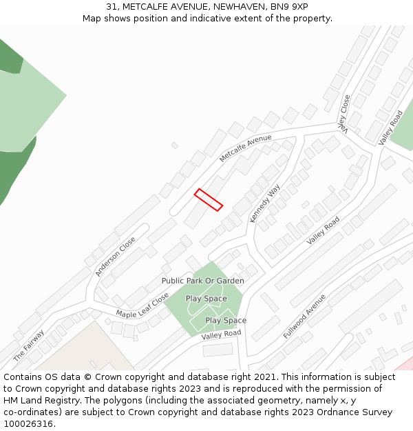 31, METCALFE AVENUE, NEWHAVEN, BN9 9XP: Location map and indicative extent of plot