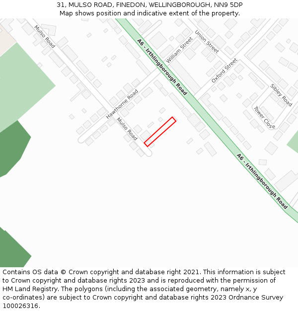 31, MULSO ROAD, FINEDON, WELLINGBOROUGH, NN9 5DP: Location map and indicative extent of plot