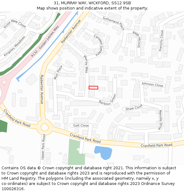 31, MURRAY WAY, WICKFORD, SS12 9SB: Location map and indicative extent of plot