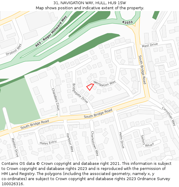 31, NAVIGATION WAY, HULL, HU9 1SW: Location map and indicative extent of plot