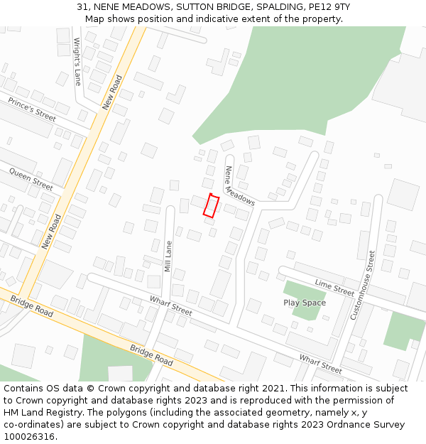 31, NENE MEADOWS, SUTTON BRIDGE, SPALDING, PE12 9TY: Location map and indicative extent of plot