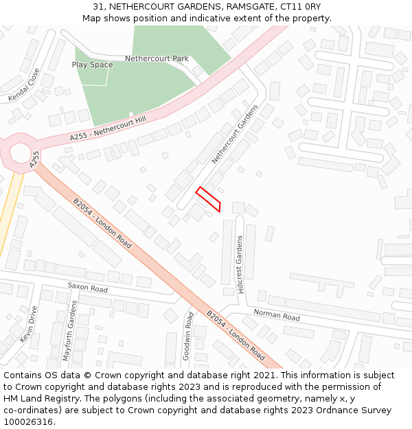 31, NETHERCOURT GARDENS, RAMSGATE, CT11 0RY: Location map and indicative extent of plot