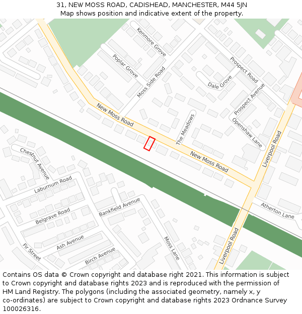 31, NEW MOSS ROAD, CADISHEAD, MANCHESTER, M44 5JN: Location map and indicative extent of plot