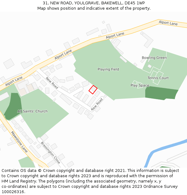 31, NEW ROAD, YOULGRAVE, BAKEWELL, DE45 1WP: Location map and indicative extent of plot