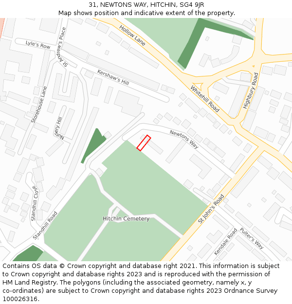 31, NEWTONS WAY, HITCHIN, SG4 9JR: Location map and indicative extent of plot