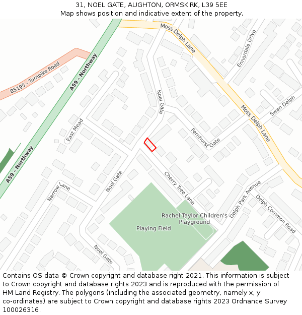 31, NOEL GATE, AUGHTON, ORMSKIRK, L39 5EE: Location map and indicative extent of plot