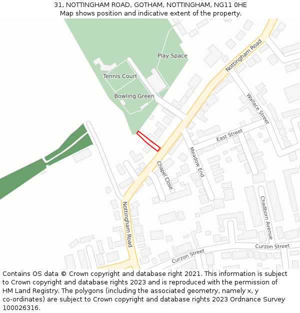 31, NOTTINGHAM ROAD, GOTHAM, NOTTINGHAM, NG11 0HE: Location map and indicative extent of plot