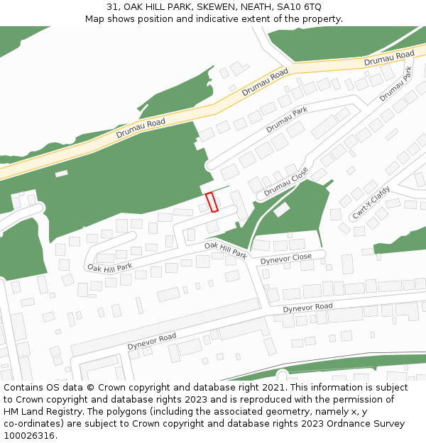 31, OAK HILL PARK, SKEWEN, NEATH, SA10 6TQ: Location map and indicative extent of plot