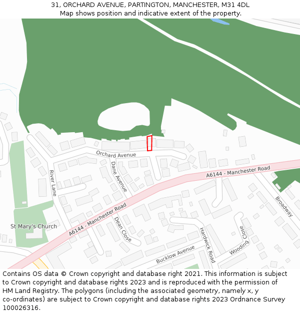 31, ORCHARD AVENUE, PARTINGTON, MANCHESTER, M31 4DL: Location map and indicative extent of plot